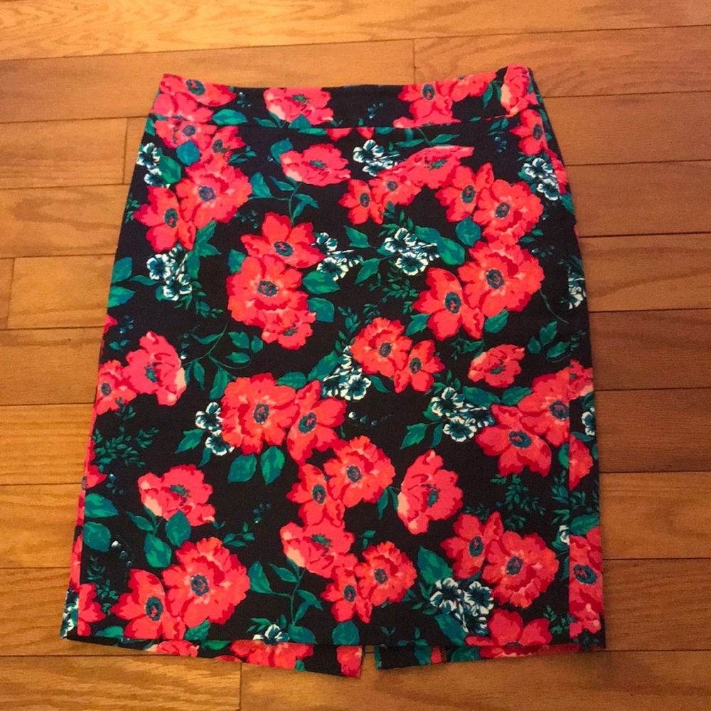 Ann Taylor Floral Skirt - Red and Green